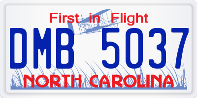 NC license plate DMB5037