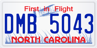 NC license plate DMB5043