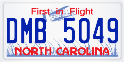 NC license plate DMB5049