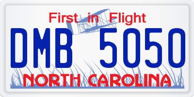 NC license plate DMB5050