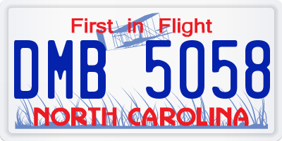 NC license plate DMB5058