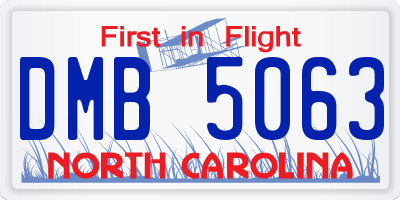 NC license plate DMB5063