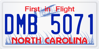 NC license plate DMB5071