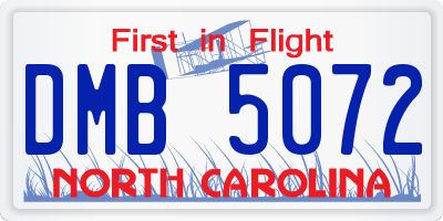 NC license plate DMB5072