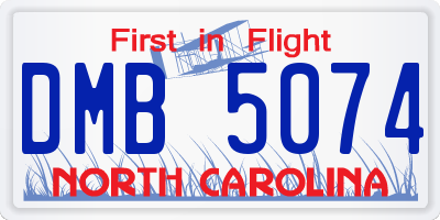 NC license plate DMB5074