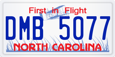 NC license plate DMB5077
