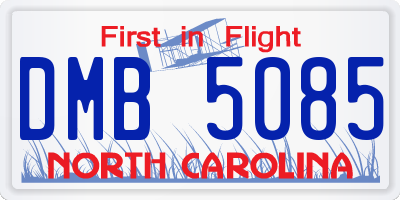 NC license plate DMB5085