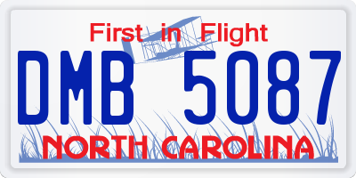 NC license plate DMB5087