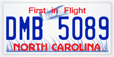 NC license plate DMB5089