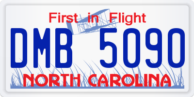 NC license plate DMB5090