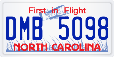 NC license plate DMB5098