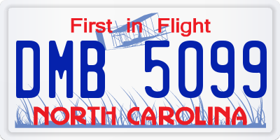 NC license plate DMB5099