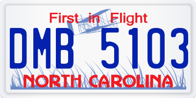 NC license plate DMB5103