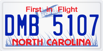 NC license plate DMB5107