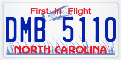 NC license plate DMB5110