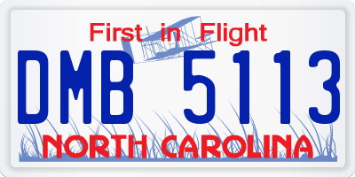 NC license plate DMB5113