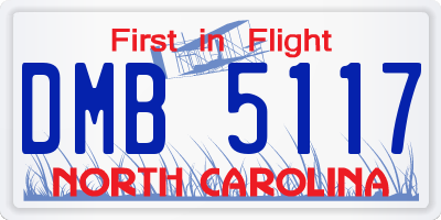 NC license plate DMB5117