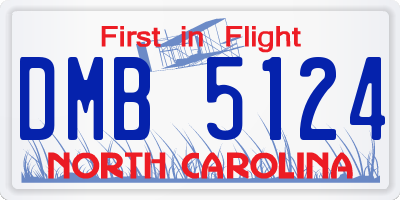 NC license plate DMB5124