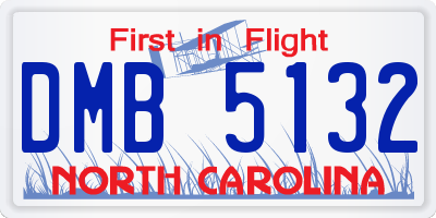 NC license plate DMB5132