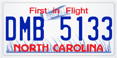 NC license plate DMB5133