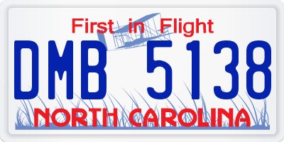 NC license plate DMB5138