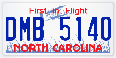 NC license plate DMB5140