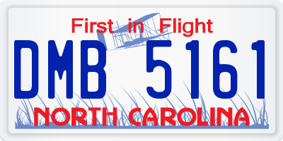 NC license plate DMB5161