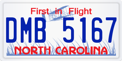 NC license plate DMB5167