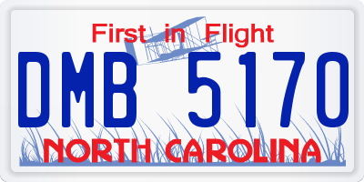 NC license plate DMB5170