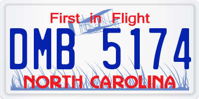 NC license plate DMB5174