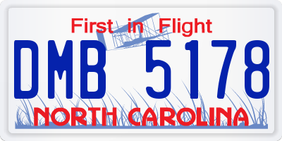 NC license plate DMB5178