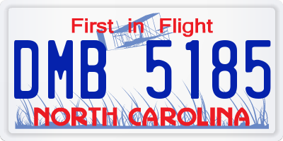 NC license plate DMB5185