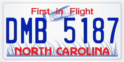NC license plate DMB5187