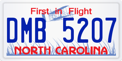 NC license plate DMB5207