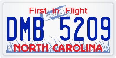 NC license plate DMB5209