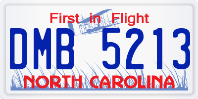 NC license plate DMB5213