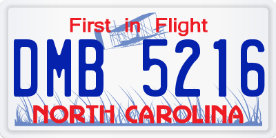 NC license plate DMB5216