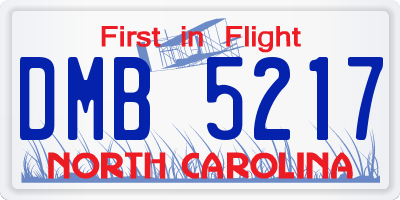 NC license plate DMB5217