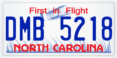 NC license plate DMB5218