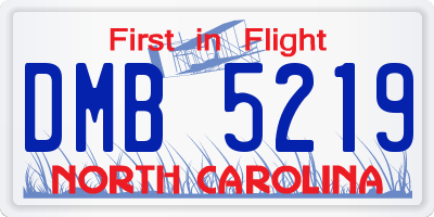 NC license plate DMB5219