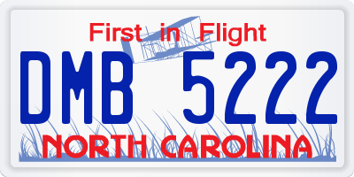 NC license plate DMB5222