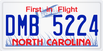 NC license plate DMB5224