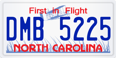 NC license plate DMB5225