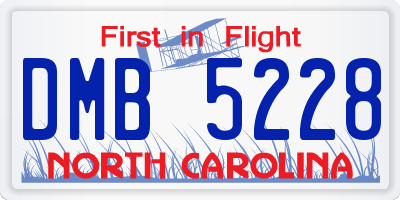 NC license plate DMB5228