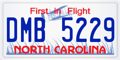 NC license plate DMB5229