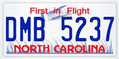 NC license plate DMB5237