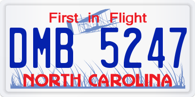 NC license plate DMB5247