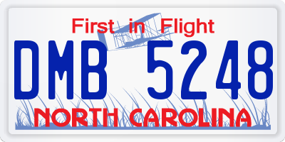 NC license plate DMB5248