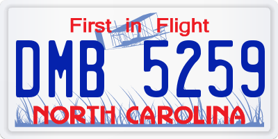 NC license plate DMB5259