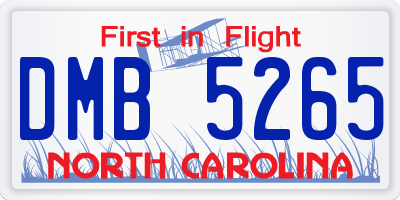 NC license plate DMB5265